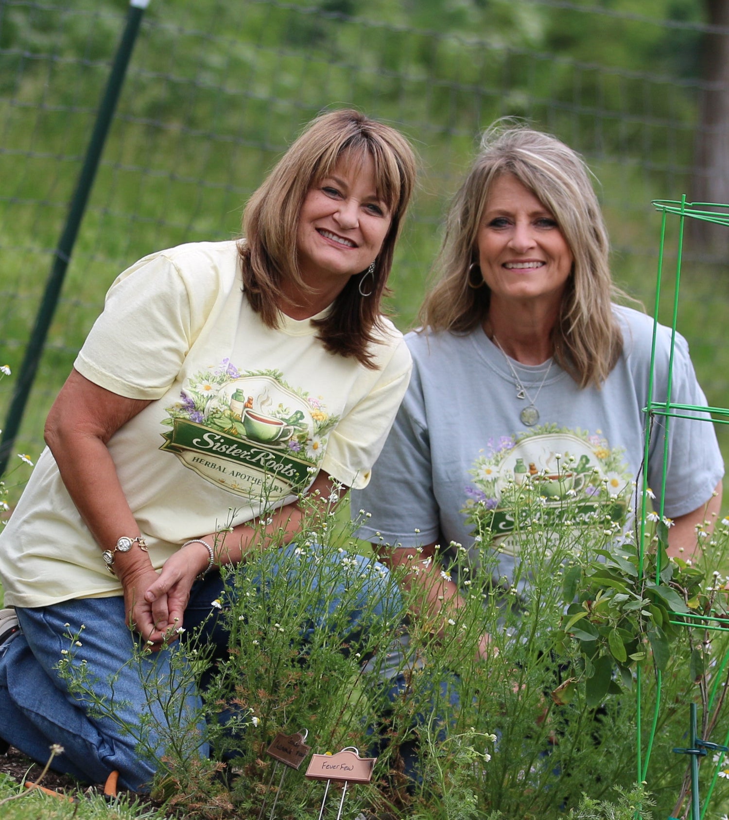 Sister Roots founders Sharon and Tania in their medicinal herb garden