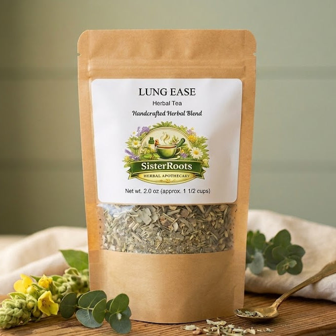 Sister Roots Lung Ease herbal tea pouch for lung and respiratory support
